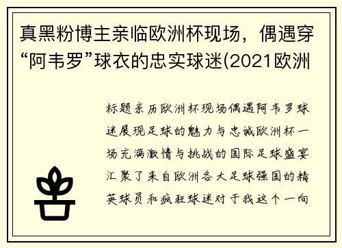 真黑粉博主亲临欧洲杯现场，偶遇穿“阿韦罗”球衣的忠实球迷(2021欧洲杯阿瑙托维奇)